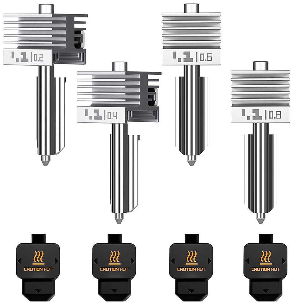 4Pack Hardened Steel Hotend Kit for Bambu Lab A1 A1 Mini 0.2 0.4 0.6 0.8mm Nozzl