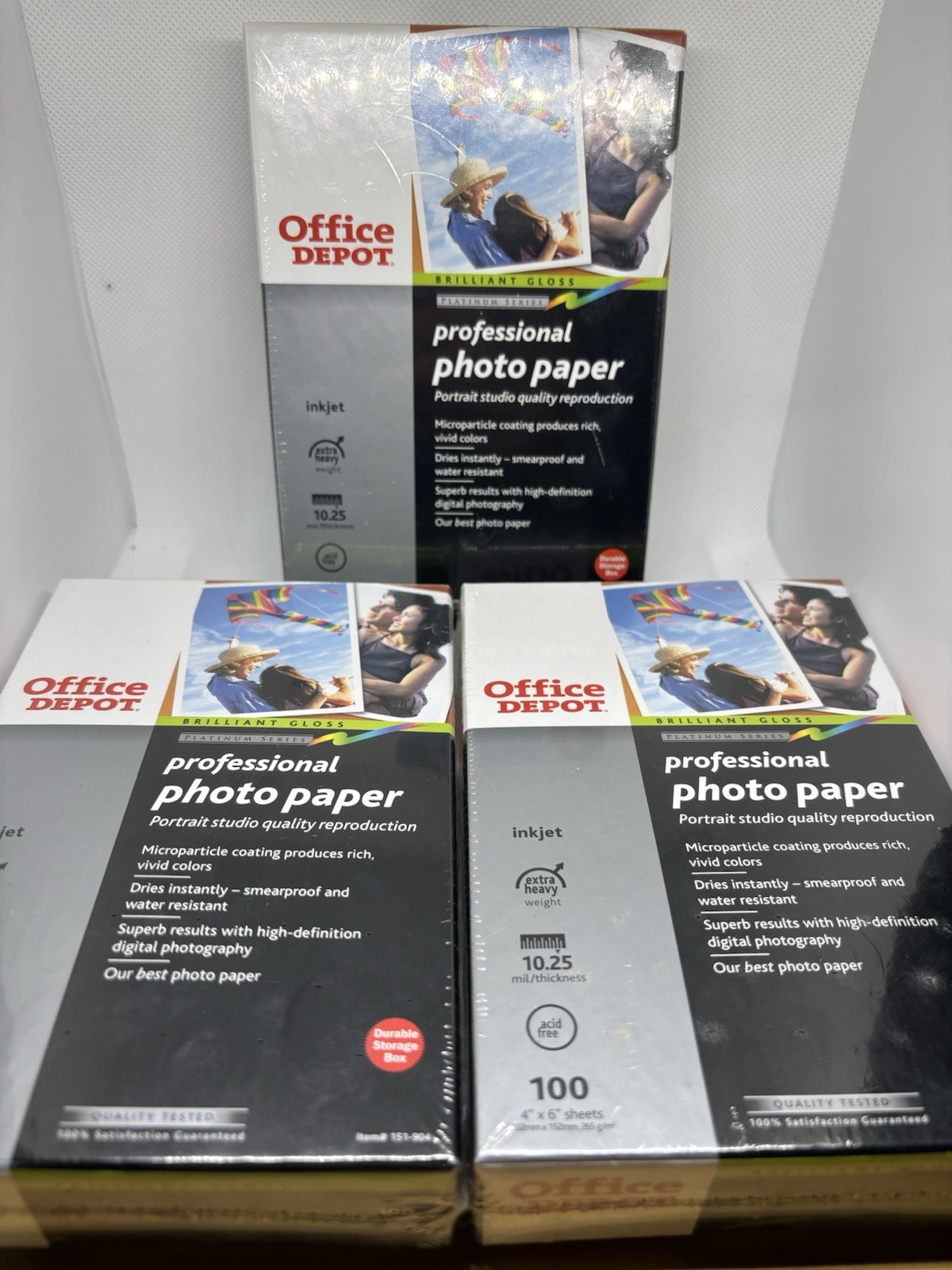 3 Office Depot Professional Photo Paper 100 Sheets Each Box 4x6 Brilliant Gloss