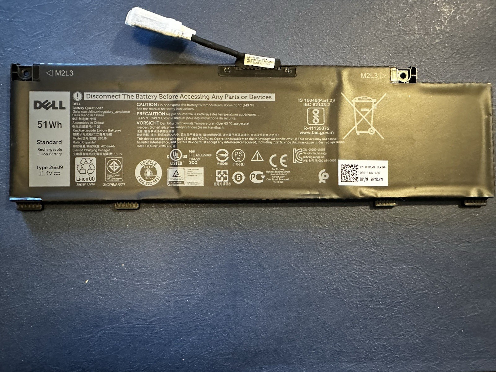 GENUINE DELL 51Wh 266J9 11.4V LI-ION BATTERY