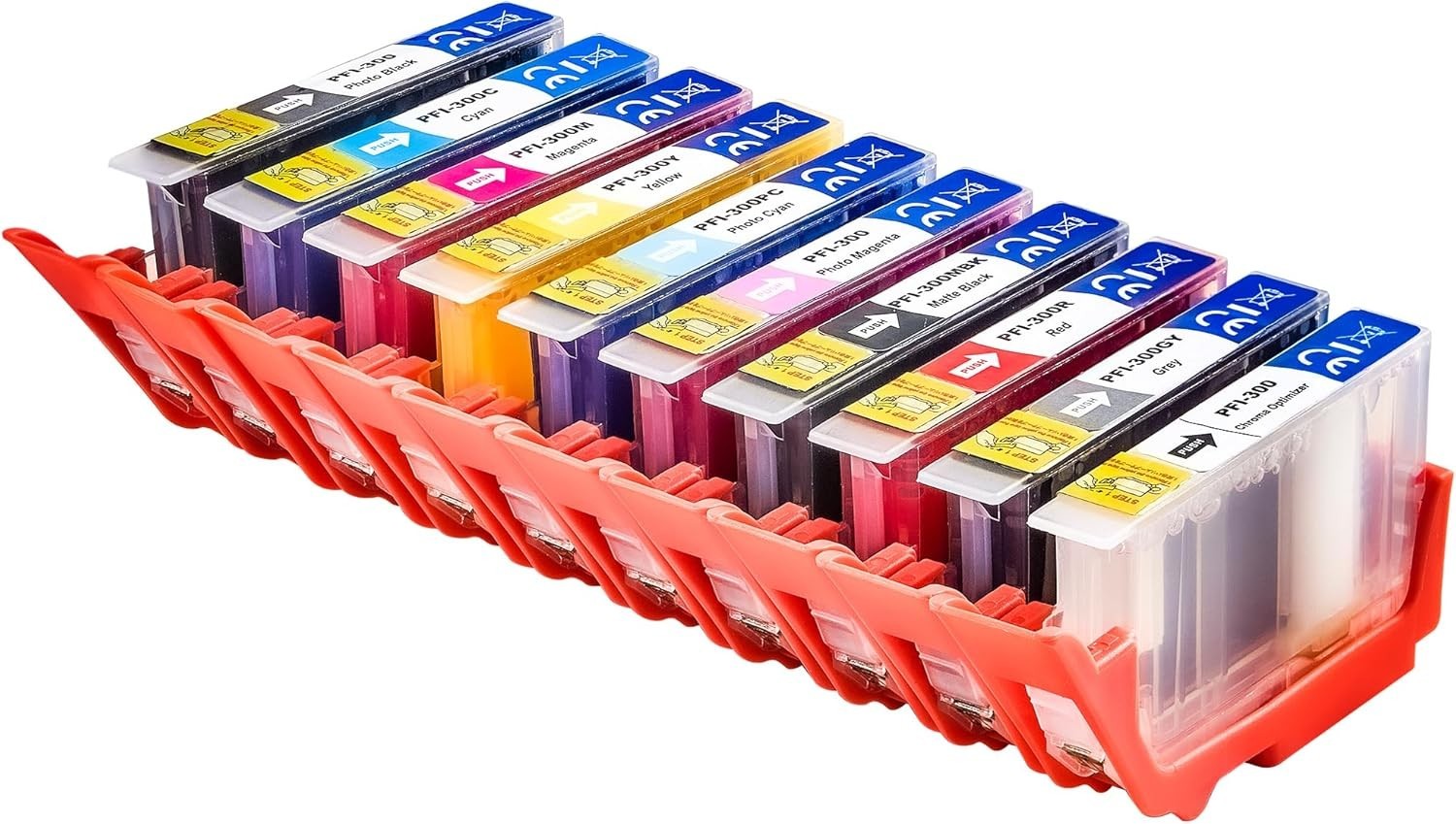 PFI300 Ink Cartridge 10pk for Canon Pixma PRO300 Pigment Set w Ink Level Display