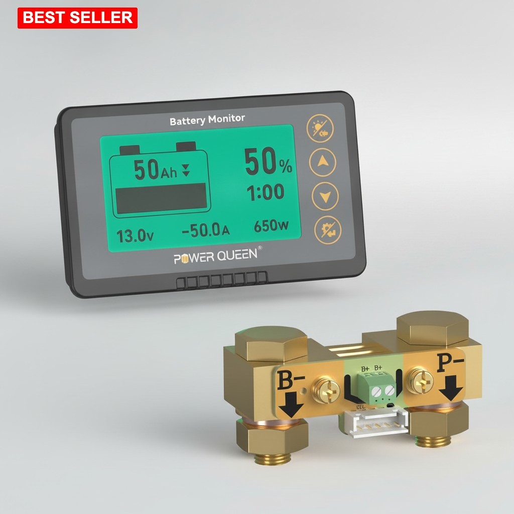 Battery Monitor 8V 120V LCD Display Programmable Alarm Shunt Includes Wire