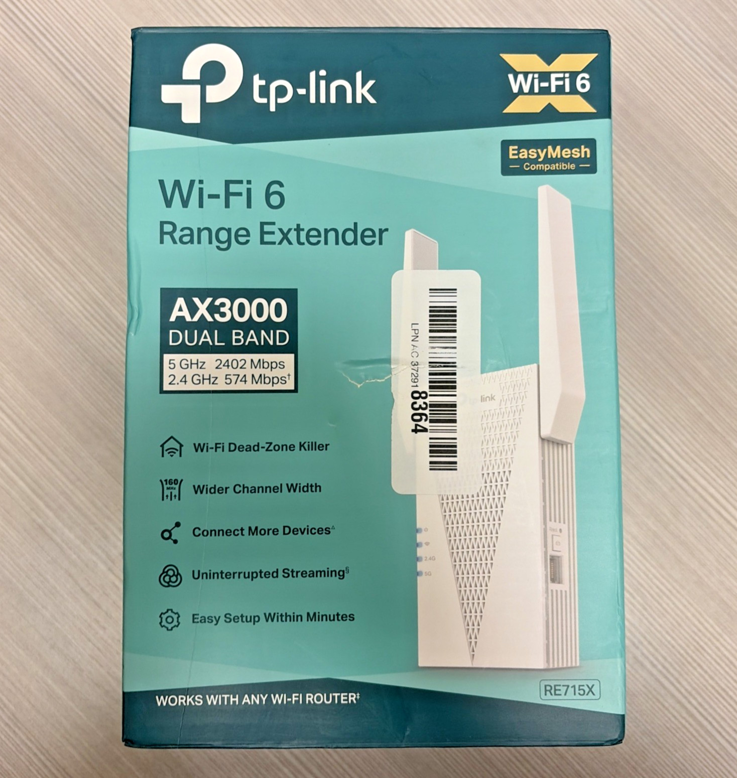 TP-Link AX3000 Wi-Fi 6 Range Extender RE715X Dual Band EasyMesh Gigabit