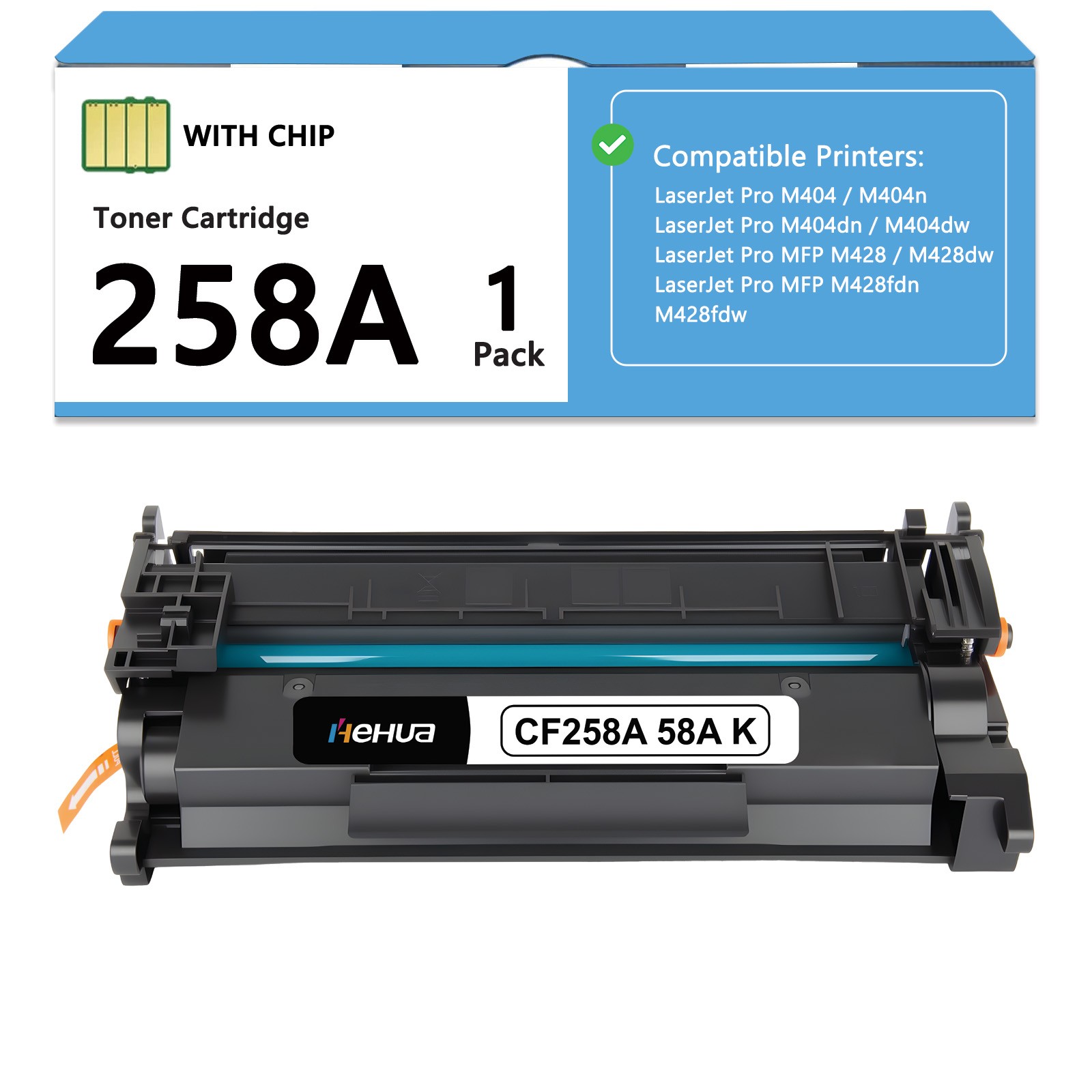 2PK BK CF258A 58A Toner Cartridge Compatible for HP LaserJet Pro M404dn lot