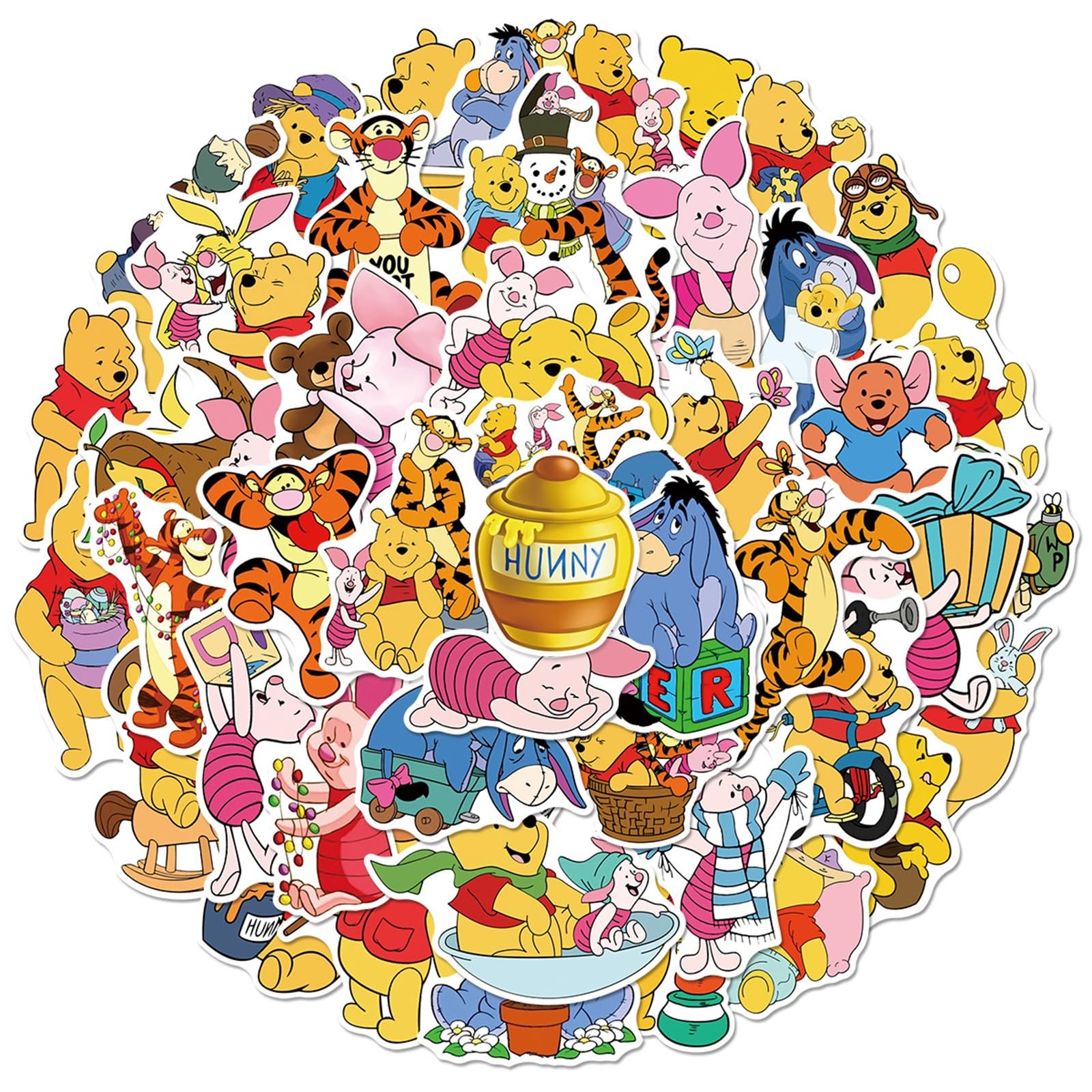 50Pcs Cute Cartoon Winnie Pooh Bear Stickers Movie 2-3.5 inches, Wnxx