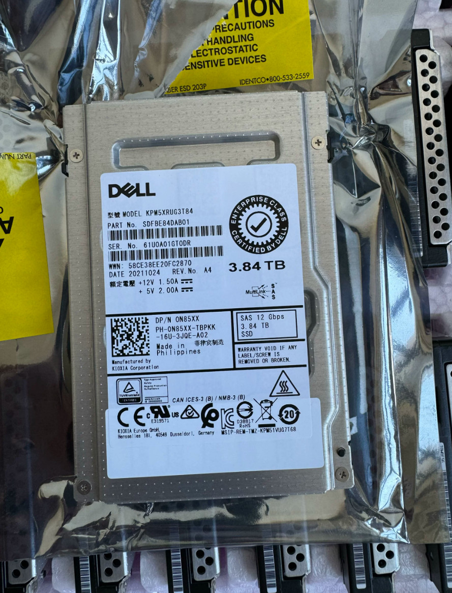 NEW 0N85XX N85XX DELL KPM5XRUG3T84 2.5" 3.84TB SAS 12G RI SSD Solid State Drive