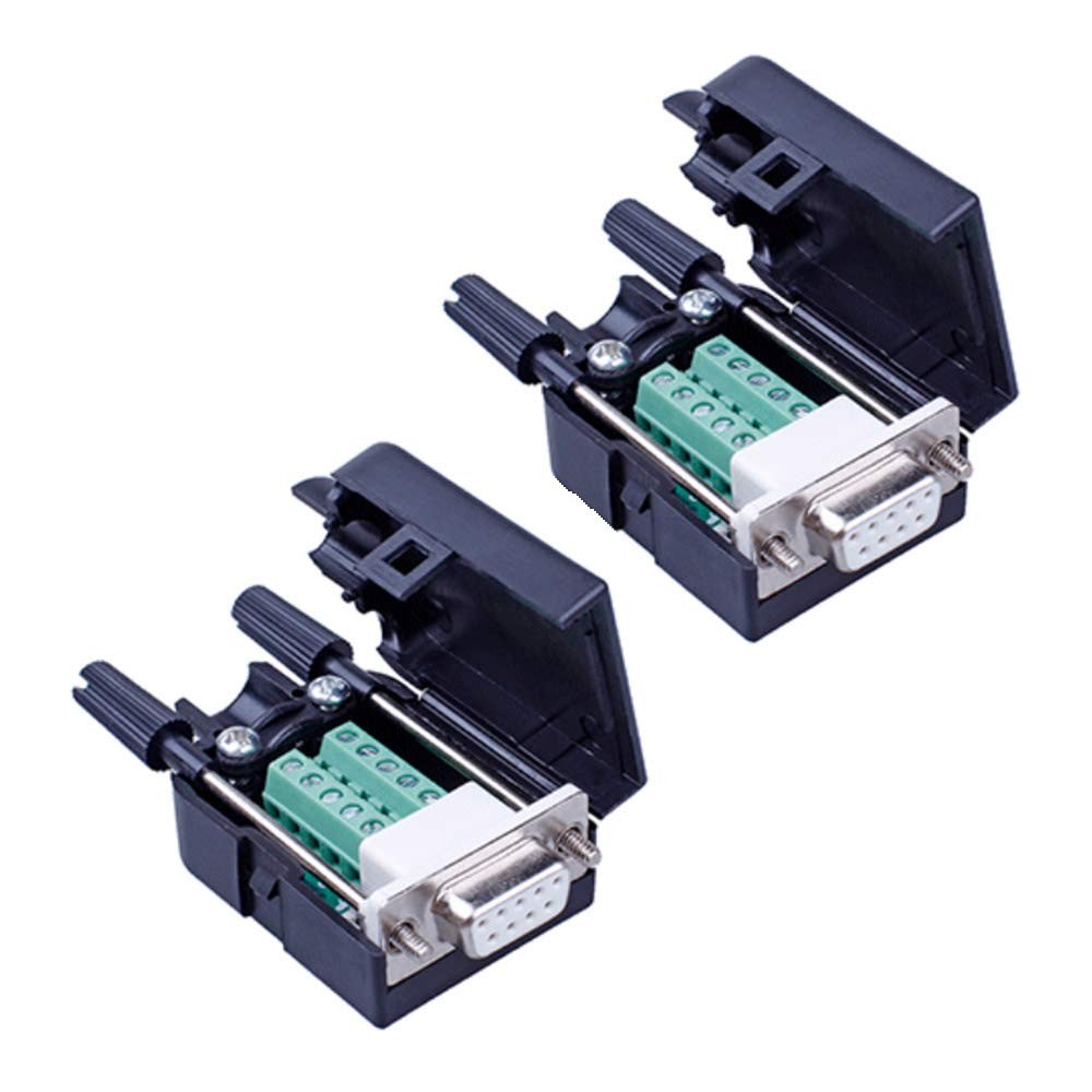 2PCS DB9 Solderless RS232 Serial to 9 pin Terminal Female Adapter