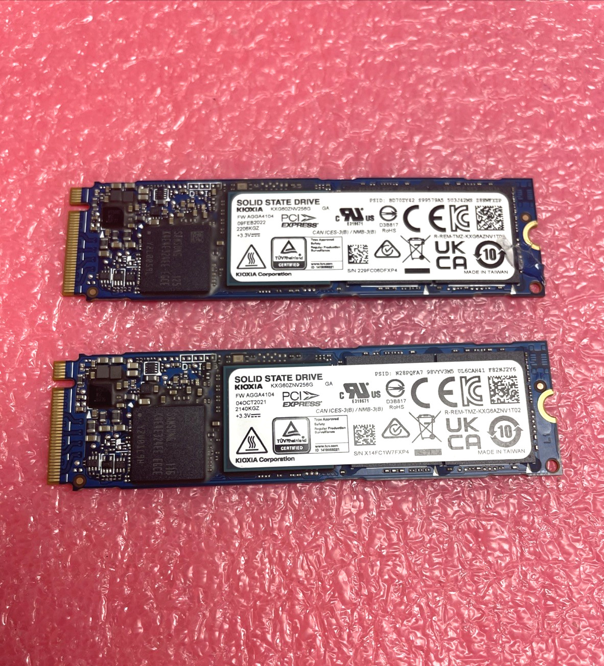 LOT OF 2X Kioxia 2140KGZ 256GB KXG60ZNV256G Gen NMB-3B SSD.