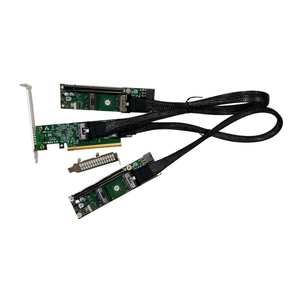  PCIe 5.0 x16 to MCIO 8i SFF-TA-1016 to X8 X8 Bifurcation Adapter Riser Card US