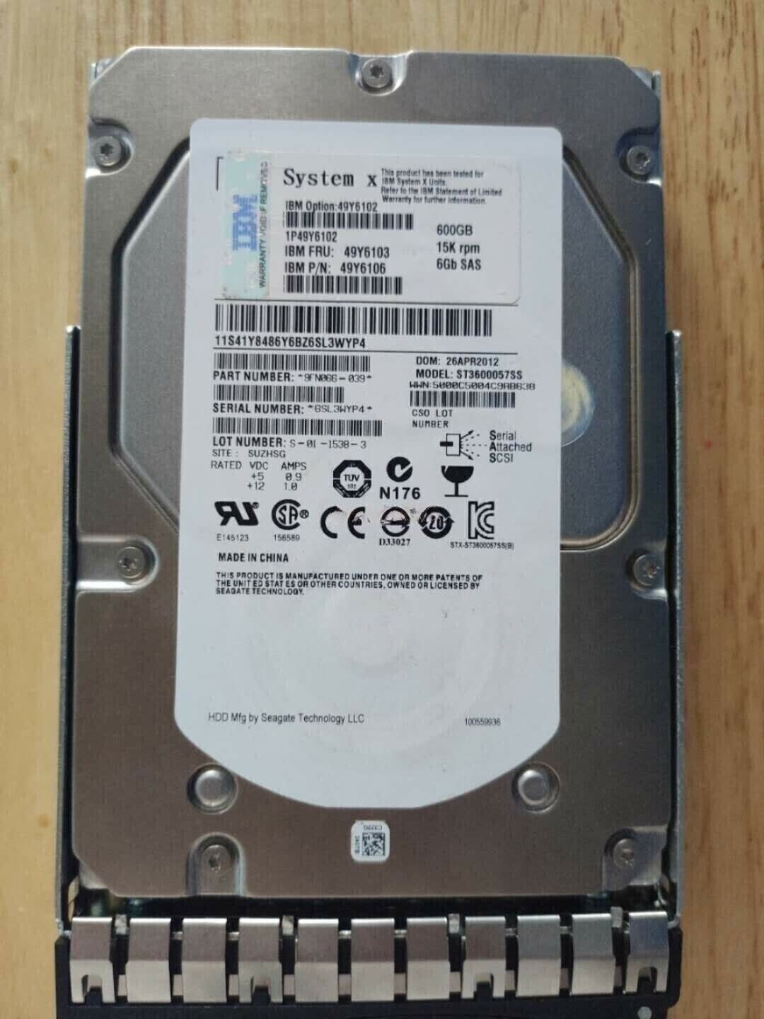 IBM 600GB 49Y6104 49Y6103 49Y6102 15K 6Gbps SAS 3.5" M4 HDD Hard Drive NEW