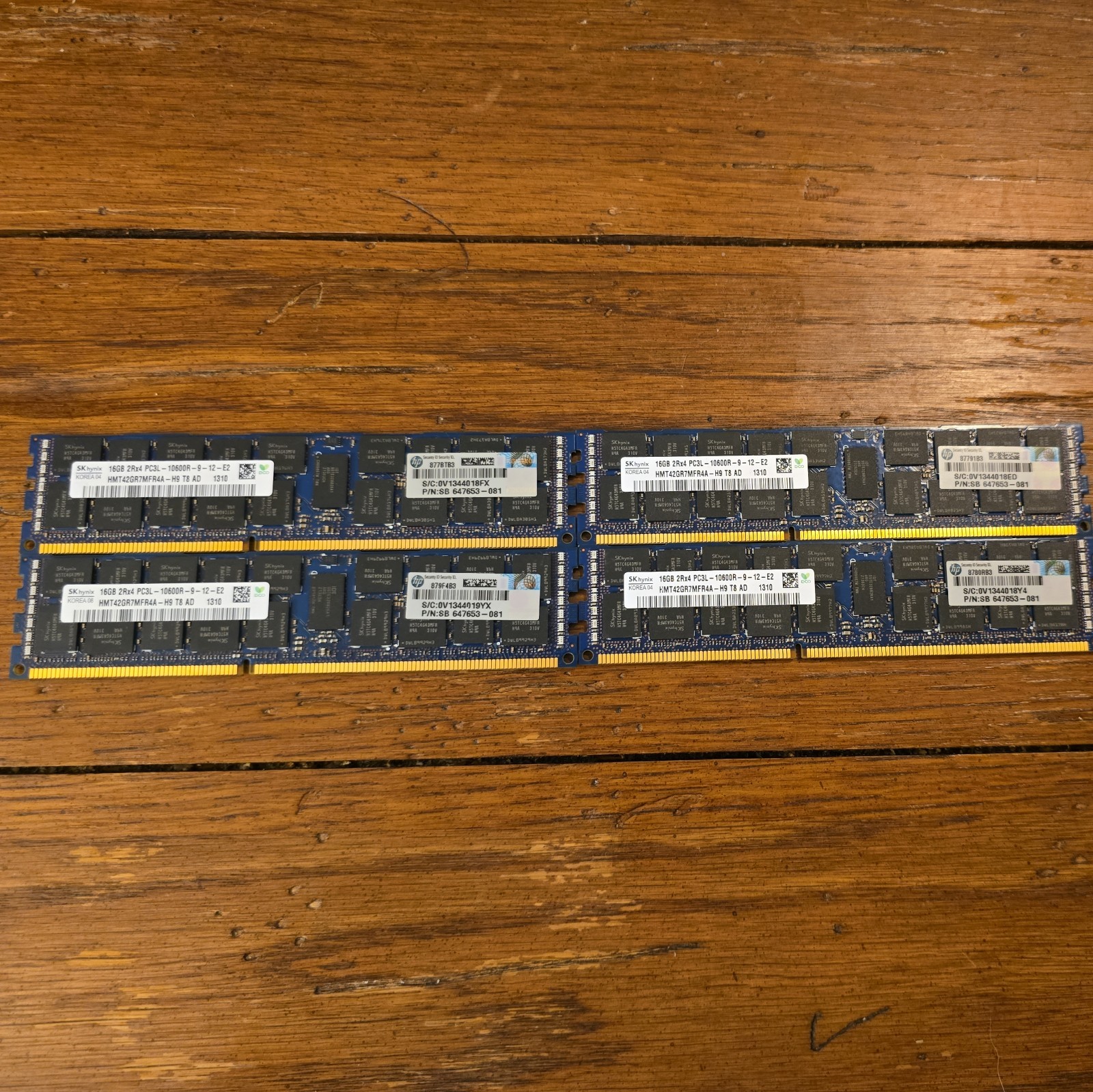 Lot 4 HPE SK Hynix 16GB DDR3L-1333 ECC RDIMM 2Rx4 647653-081 Server RAM