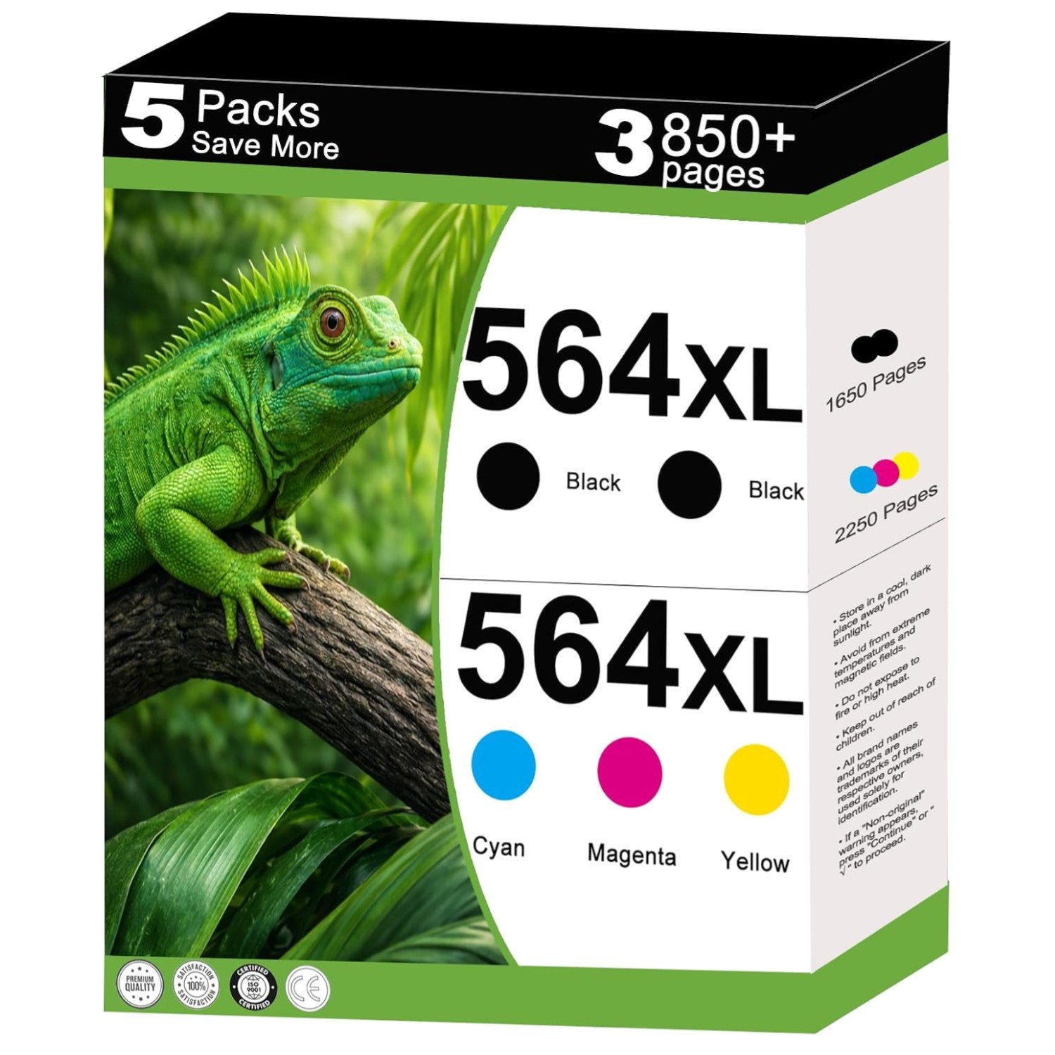 5-Pack Compatible HP 564XL Ink Cartridges - Extensive Printer Compatibility
