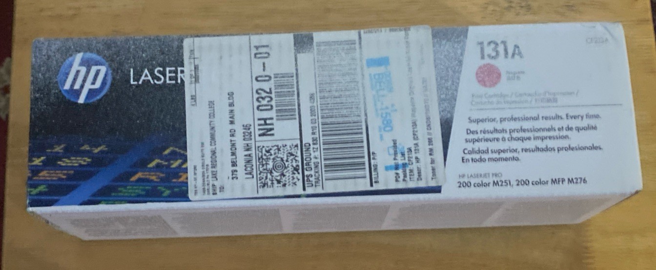 New HP 131A CF213A Magenta Print Cartridge-Box Discoloration