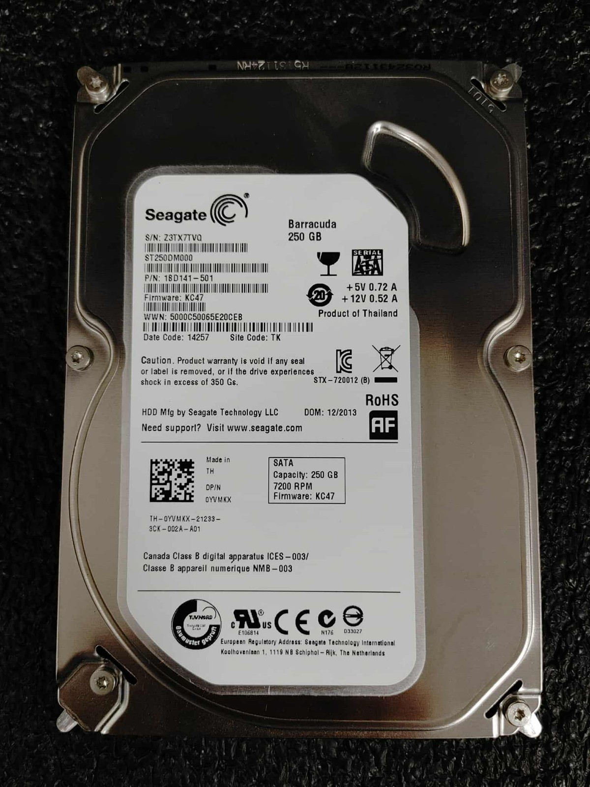 Lot 4 Dell 9CF26 Seagate Barracuda ST250DM000 3.5" 250GB 7200RPM SATA Hard Drive
