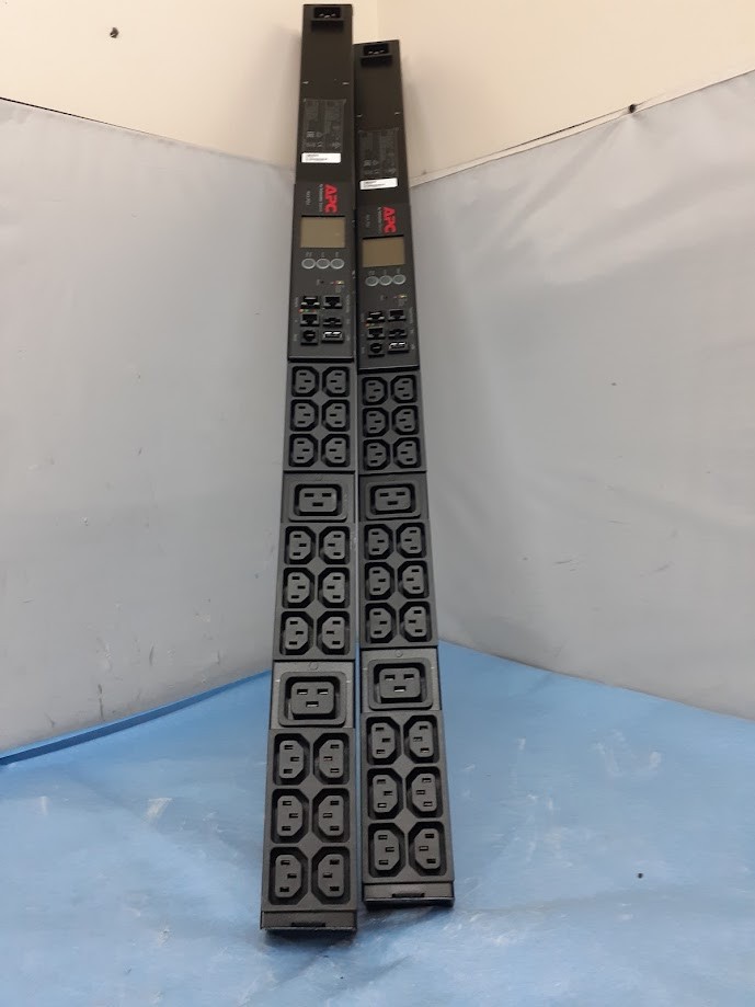Lot of 2 APC AP8858 Metered Rack PDU 20-Outlet (18x C13 & 2x C19) 208V 20A Zero