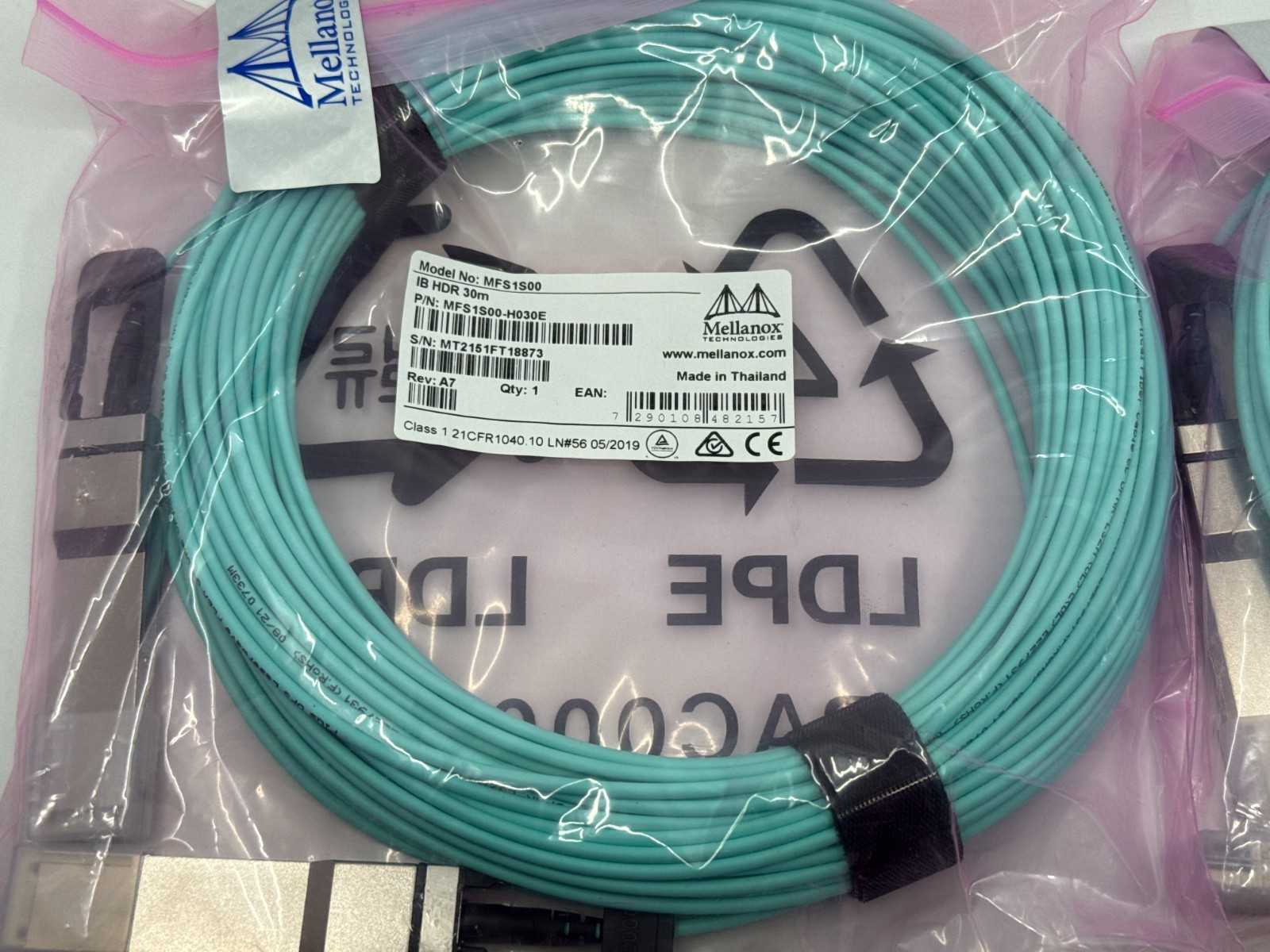 Mellanox active fiber cable IB HDR up to 200Gb/s  QSFP56 30m  MFS1S00-H030E