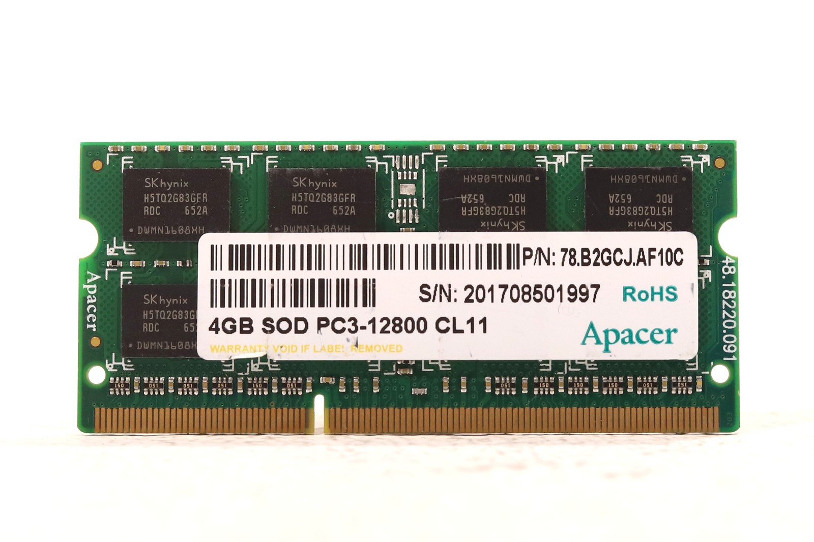 Apacer 4GB PC3-12800 DDR3-1600MHz Laptop Memory P/N: 78.B2GCJ.AF10C Tested