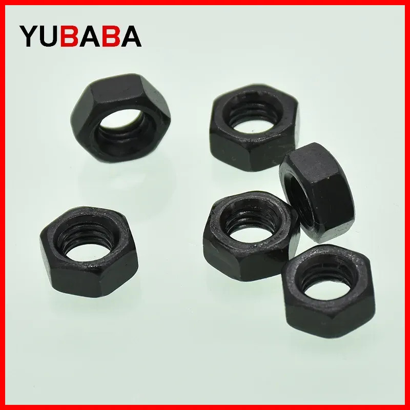 5/10/100pcs Hexagon Nuts M2 M2.5 M3 M4 M5 M6 M8 M10 M12 M14 M16 Black Grade 8.8