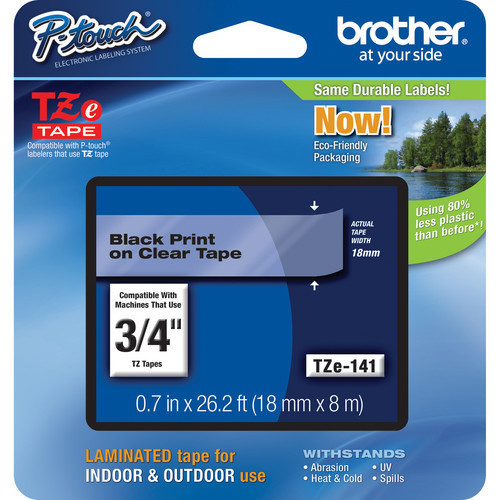 Brother TZ141 18mm black print on clear tape Ptouch TZ label PT 2030 2730 2430PC