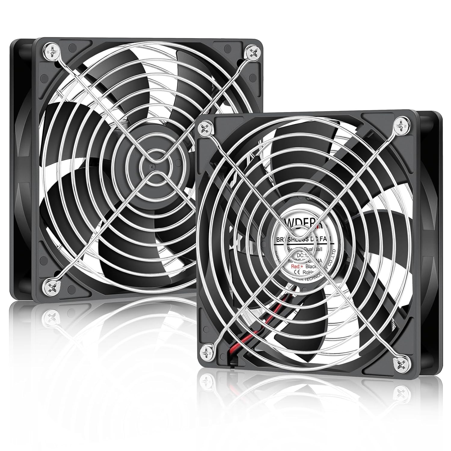 120mm x 25mm 12V DC Computer Brushless 2Pin PC Case Cooling Fan 2-Pack 12025 