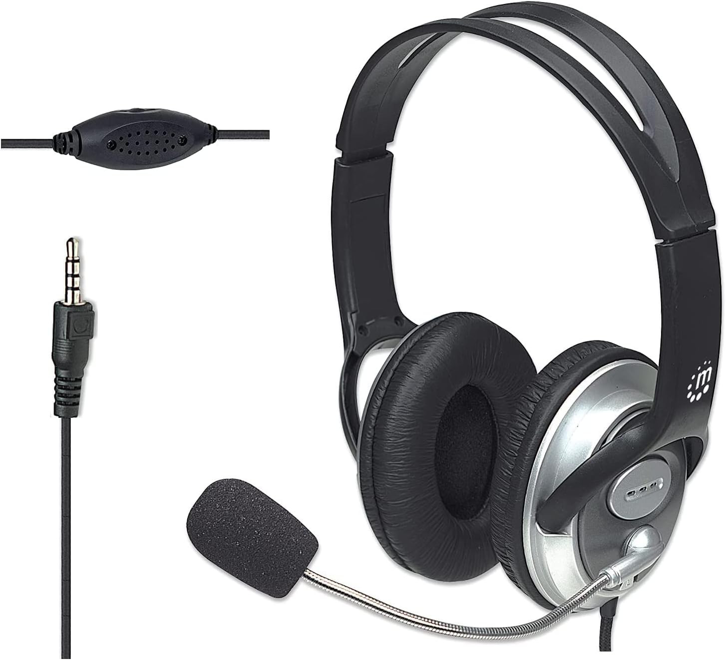 Wired Stereo Headset with Mic, 3.5 Mm Plug, 8 Ft Cable | Over-Ear Fit