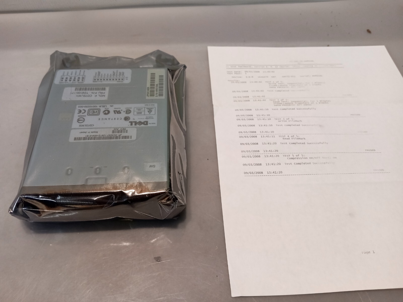 NEW Dell DAT72 DDS5 SCSI PV110 36/72GB CD72LWH C4567 Tape Drive Internal TD6100