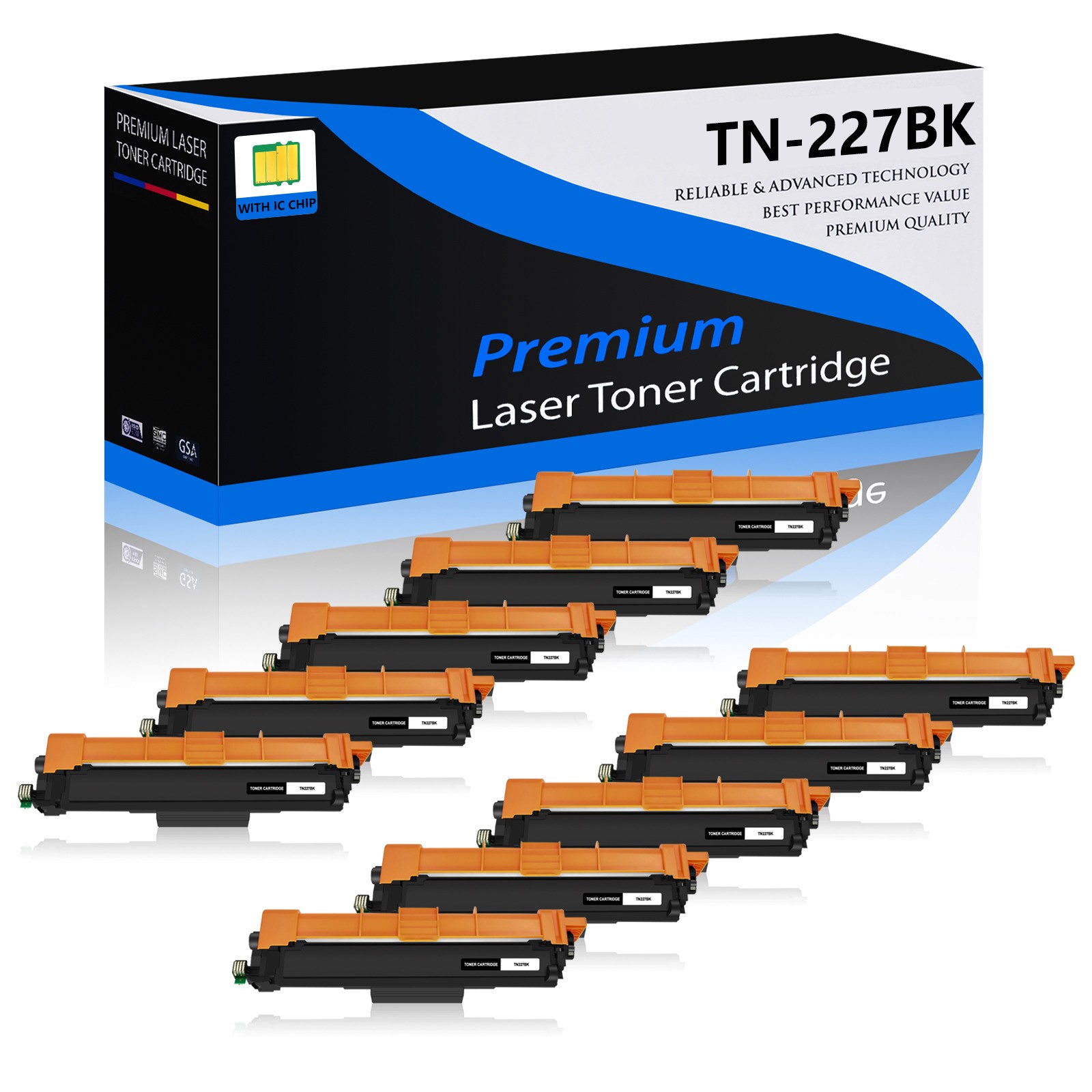 10PK Black TN227 Toner for Brother TN223/TN-227 HL-L3210CW HL-L3230CDW Printer