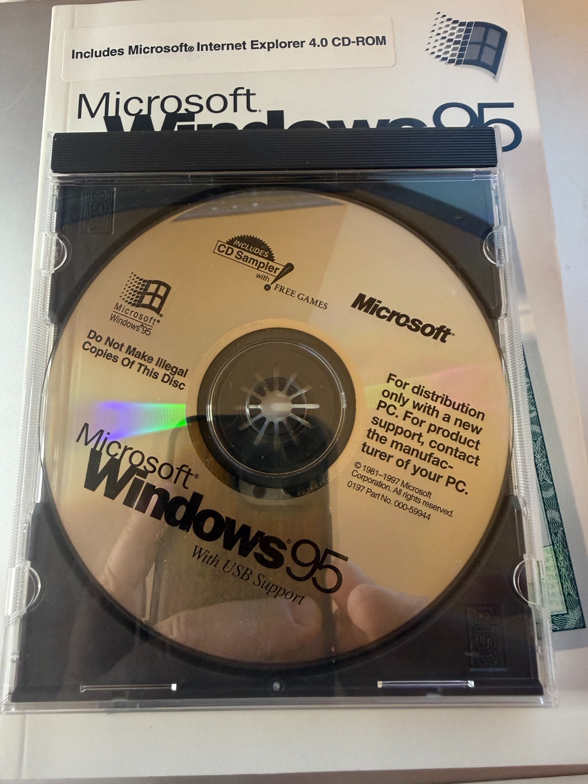 Microsoft Windows 95 with USB Support OS Install CD ROM Disc Vintage