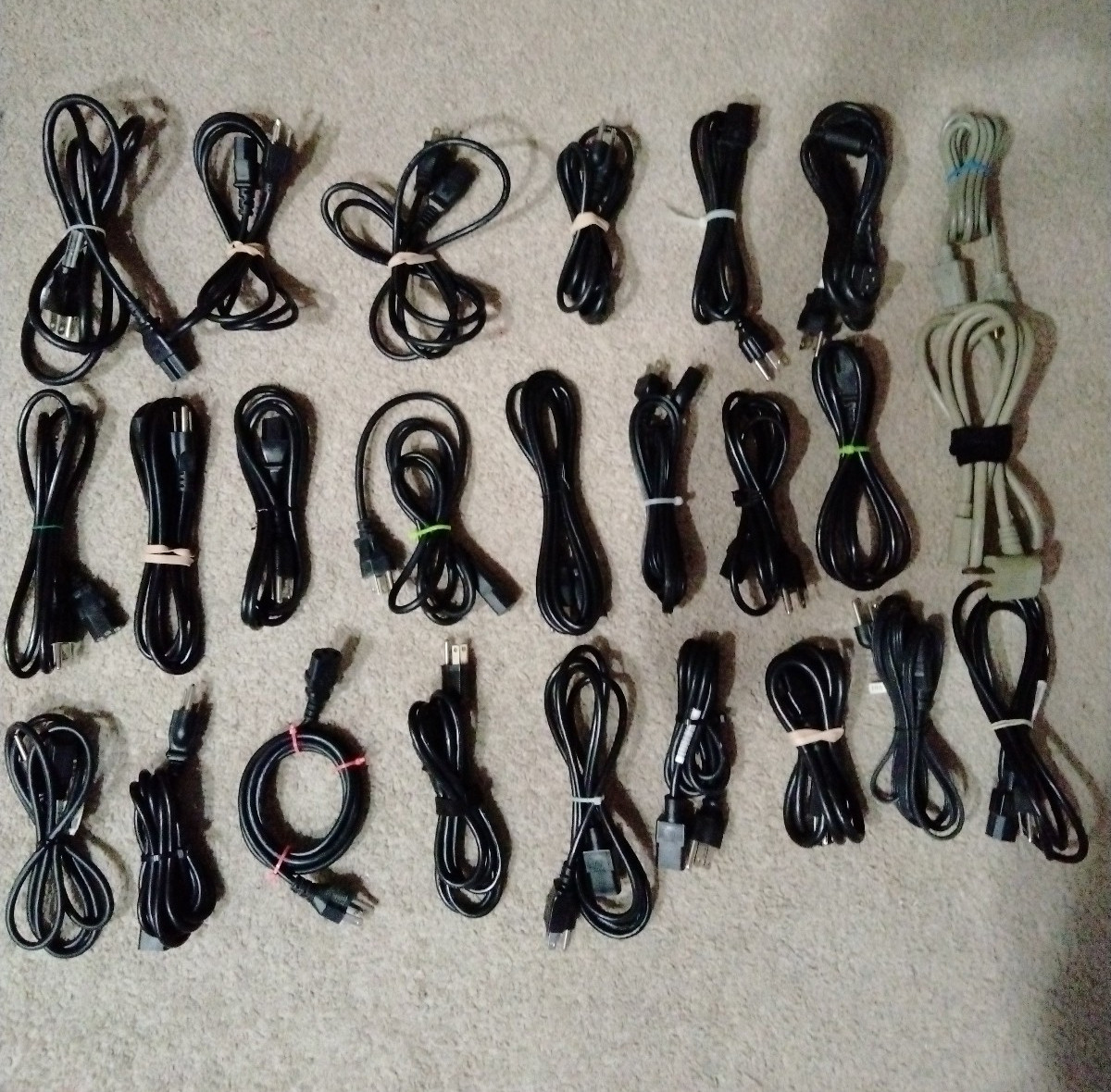 Lot of 25 AC Power Cord Cable 3 Prong