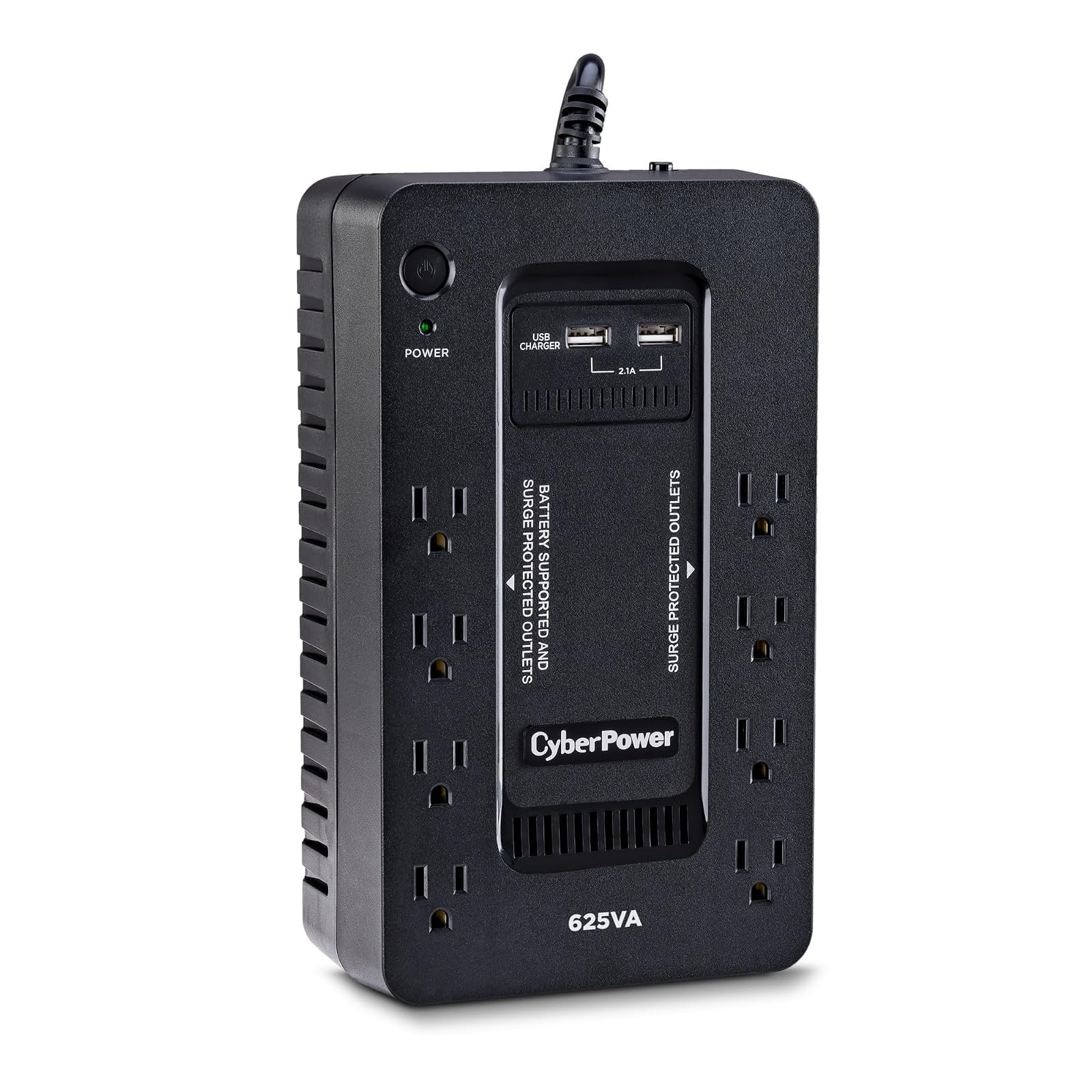 CyberPower ST625U UPS Battery Backup 625VA 8 Outlets 2 USB Compact