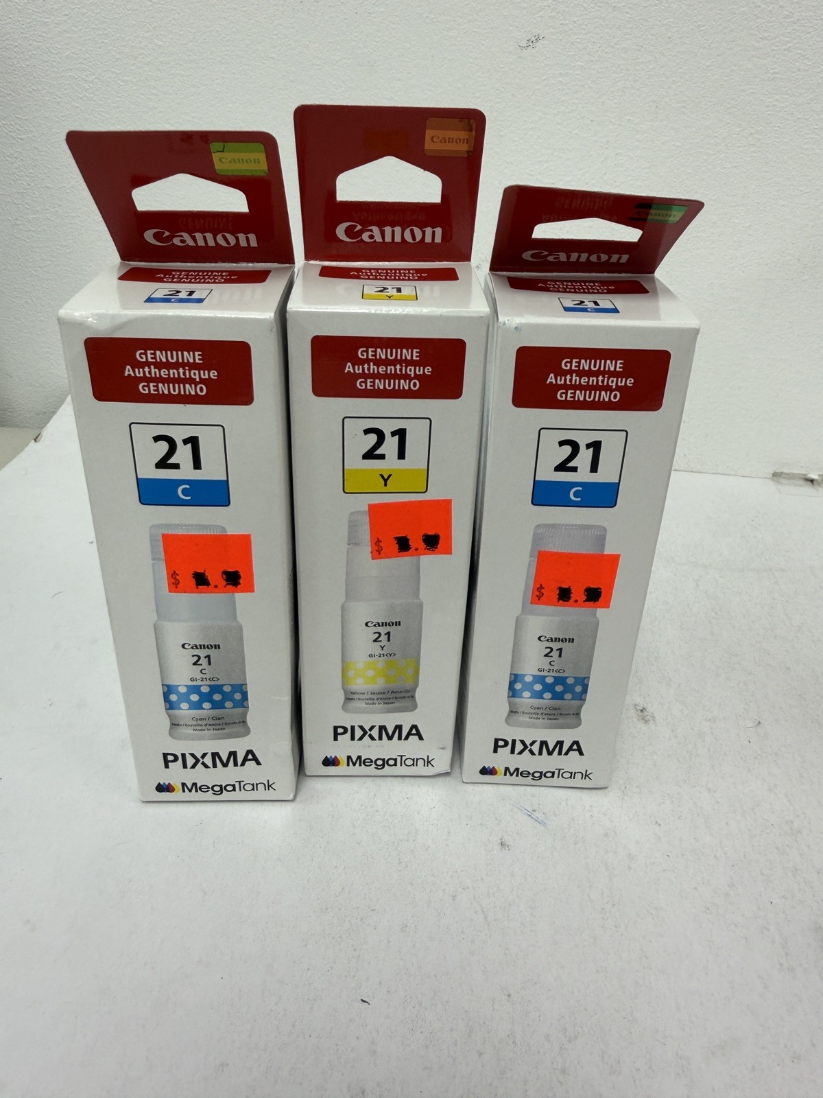 Canon 21 - 3 Pack Mega Tank Refills - Cyan And Yellow Bottles