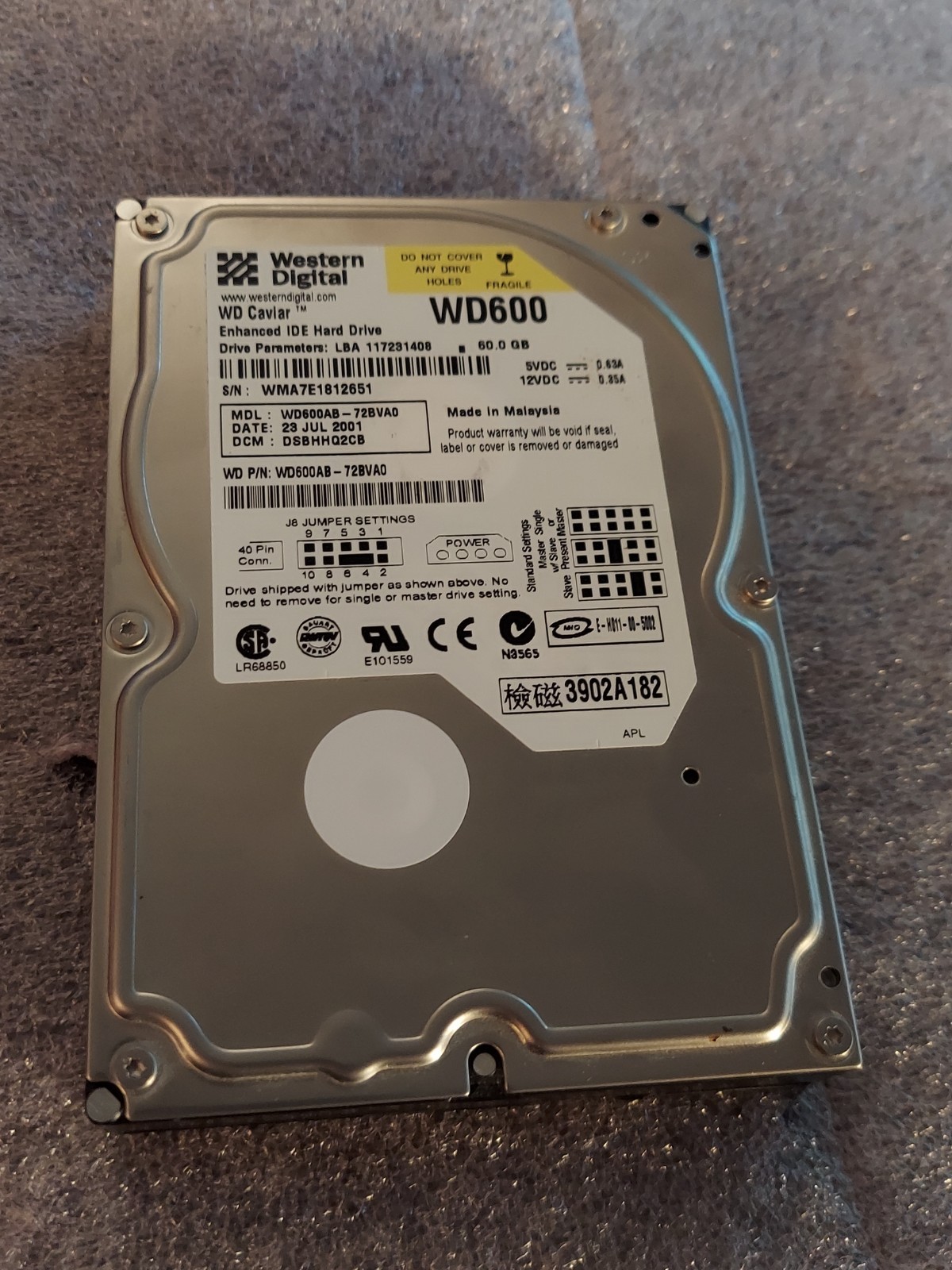 Tested GOOD Legacy Vintage WD600AB 60GB IDE PATA Internal HDD Hard Disk Drive