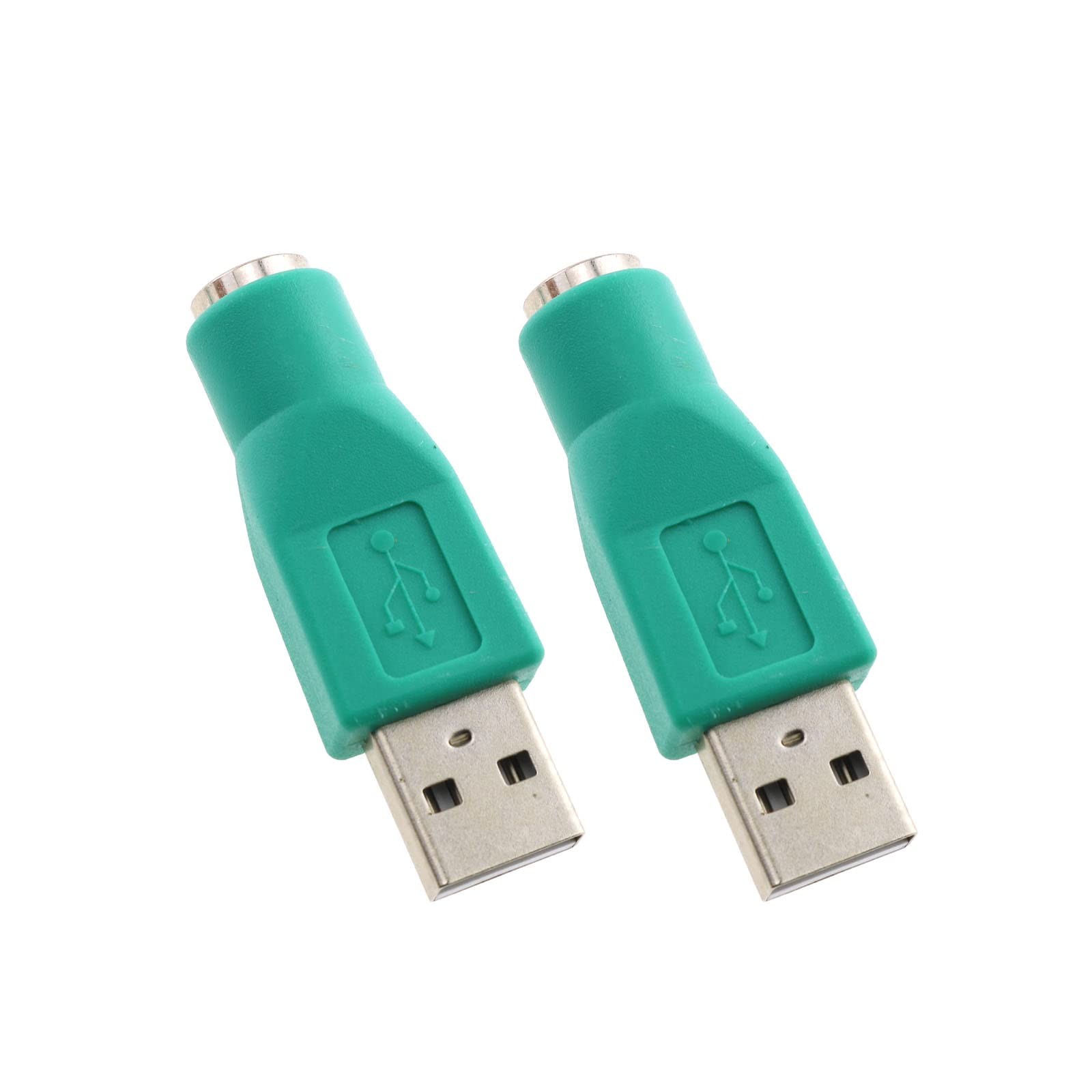 E-outstanding 2pcs PS/2 Female to USB Male Converter PS2 Adapter Green