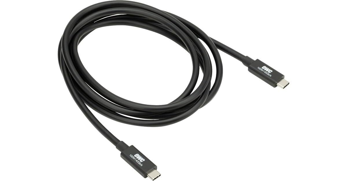 OWC 2M Thunderbolt 4 USB C Cable 40Gbps 100W Power Delivery 8K Support