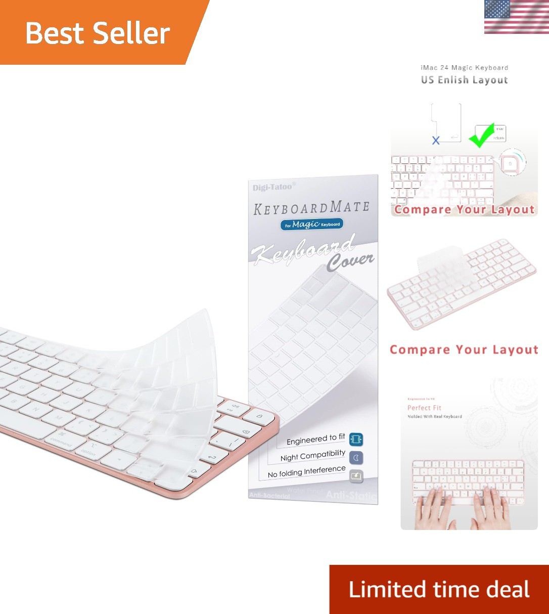 Elegant TPU Keyboard Cover for A3203/A2450 iMac Magic Keyboard - Easy Care