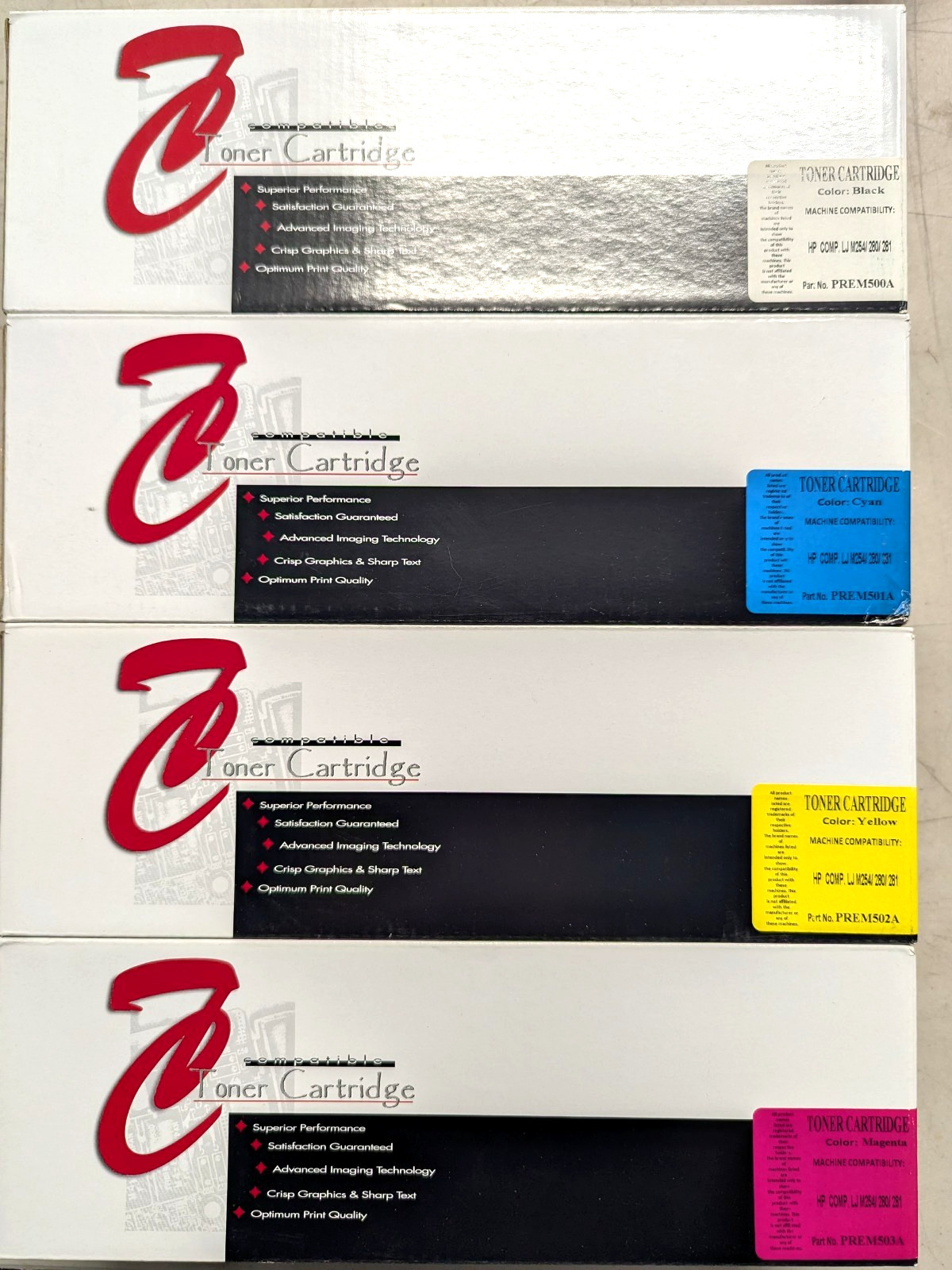 4PK Toner Compatible With HP CF500A 202A LaserJet Pro MFP M281fdw M281cdw M254dw