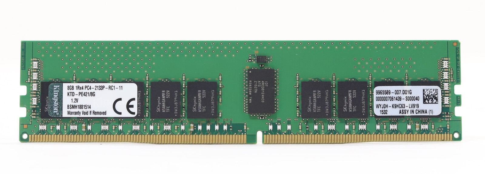 Kingston 8GB 1Rx4 PC4-2133P-RC1-11 ECC REG Server Memory P/N:KTD-PE421/8G Tested