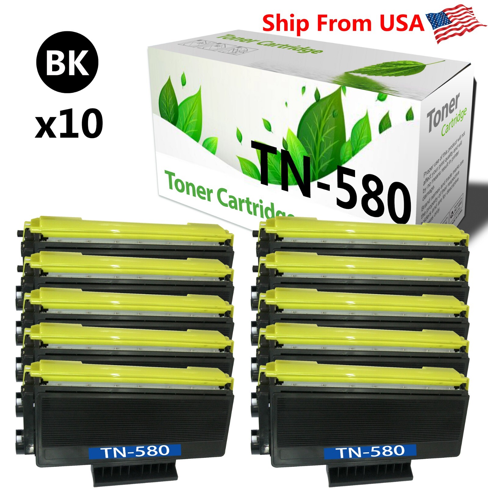 10PK TN580 TN-580 Toner Cartridge for HL 5350DN 5350DNLT Printer