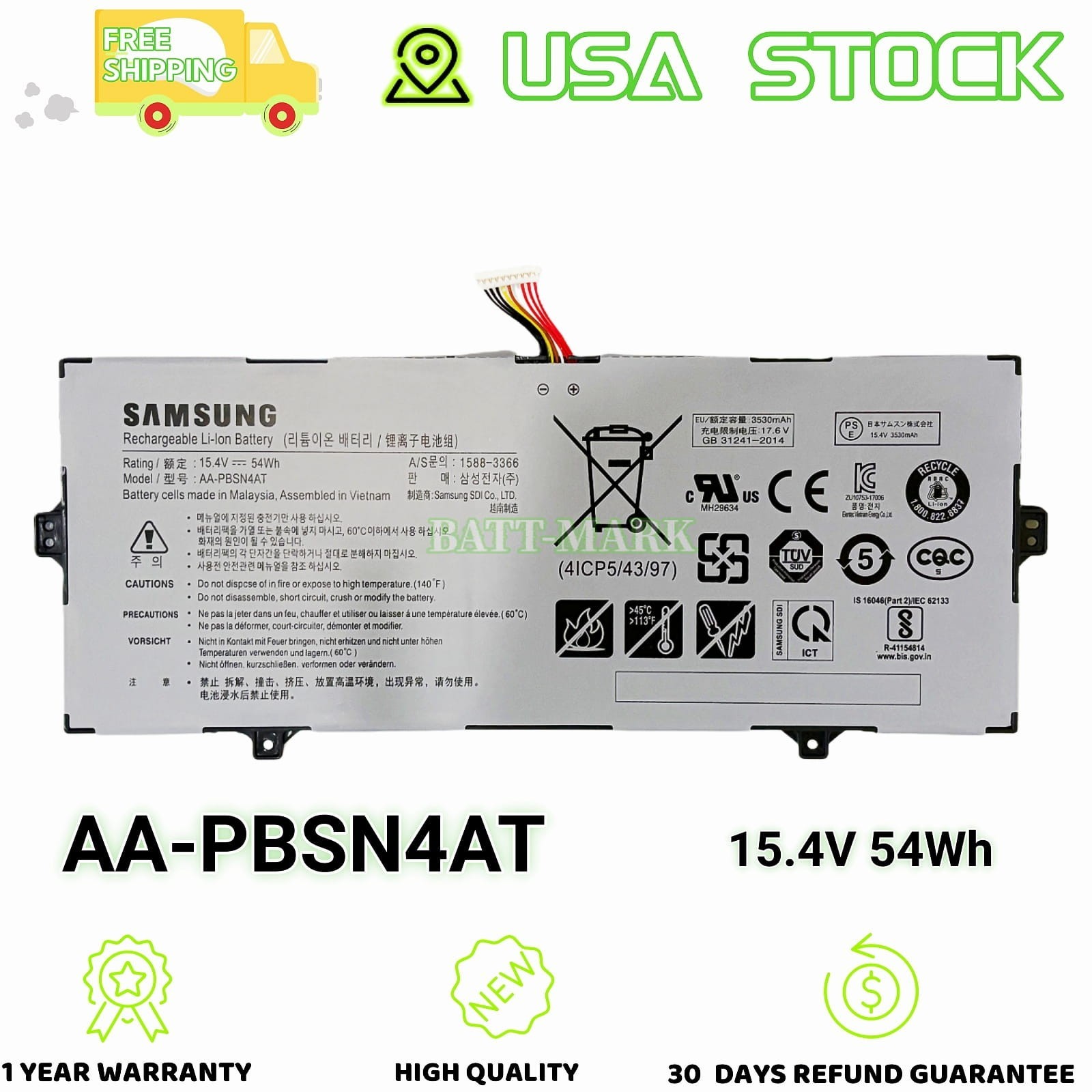 54WH Original AA-PBSN4AT New Battery for Samsung Galaxy Book NP750TDA-XD2US