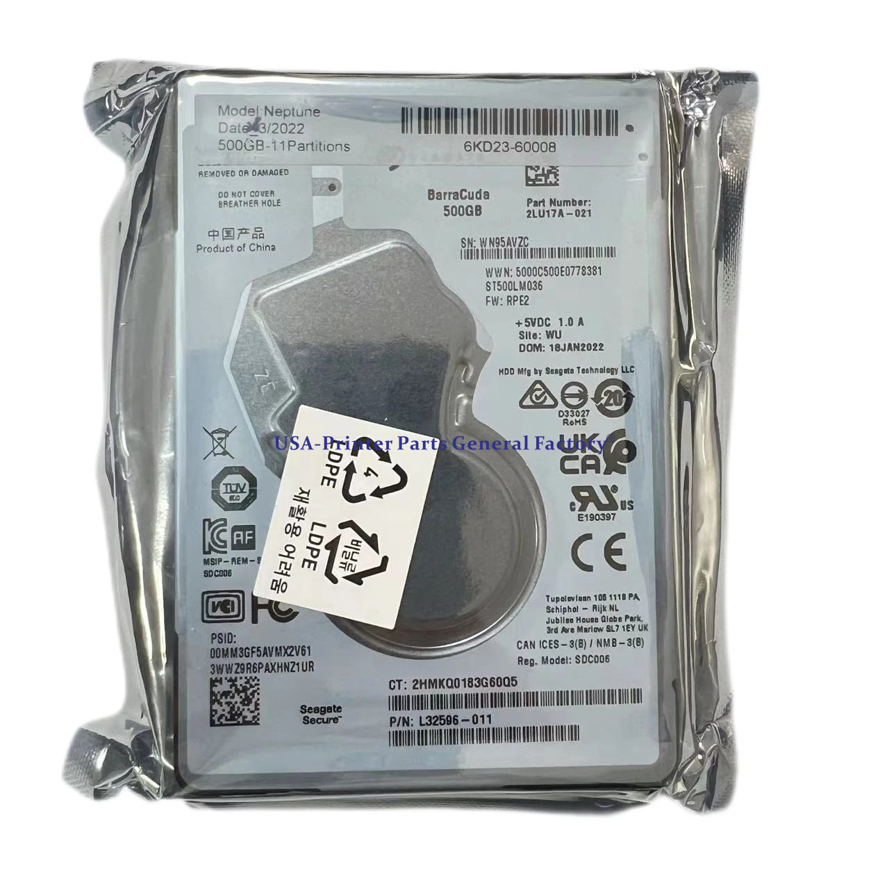 6KD23-67005 Hard Disk Drive SV Fits For HP PageWide XL3600 PS DR 500GB HDD New