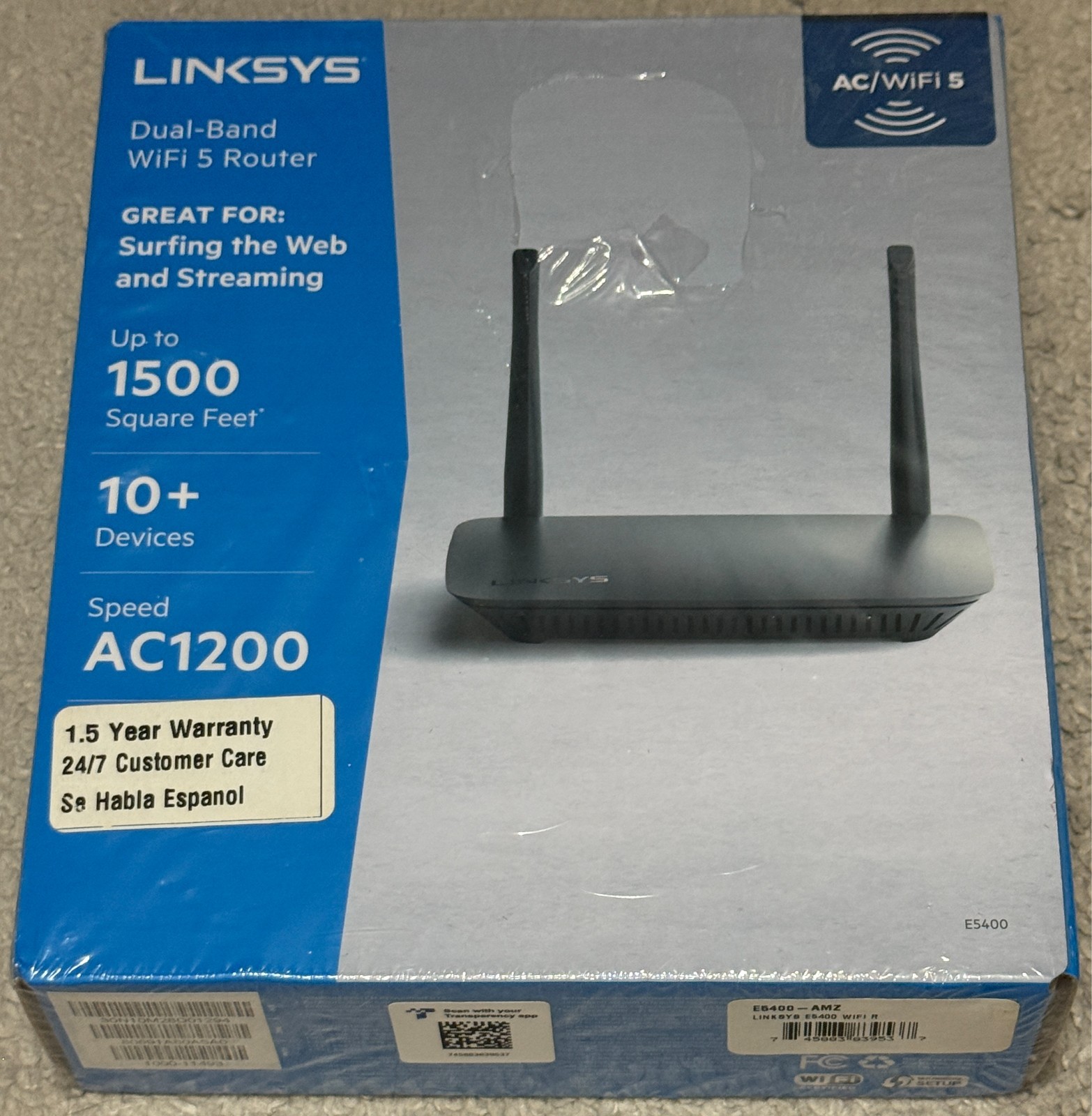 E5400 500 Linksys WiFi 5 Dual Band Router 1500 Sq ft 10 Devices