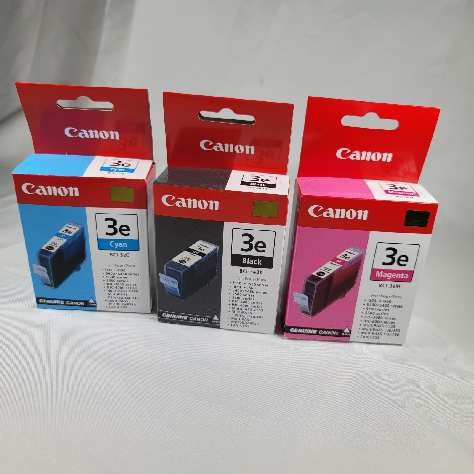 Canon OEM Genuine Ink 3e Magenta, Black, Cyan. BCI-3eM, BCI-3eBK, BCI-3eC