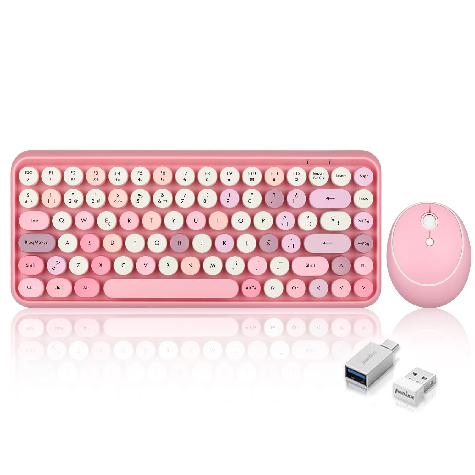 Pastel Pink PERIDUO713 ES 2.4 GHz Wireless Mini Keyboard And Mouse Combo