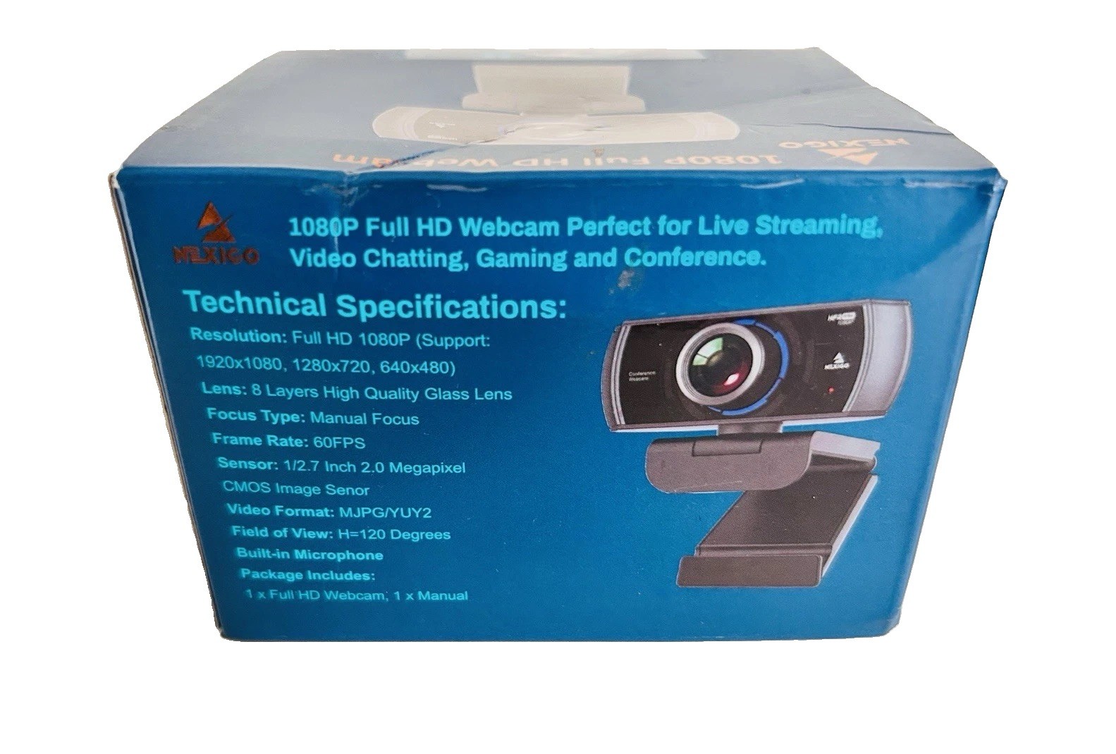NexiGo N980P 1080p Webcam 60fps Manual Focus Built-In Mic USB 2.0 Black