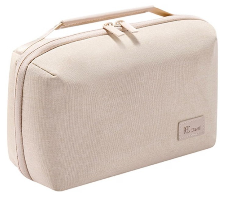 Travel Electronics Organizer Pouch Portable Cable Tech Charger Bag Beige