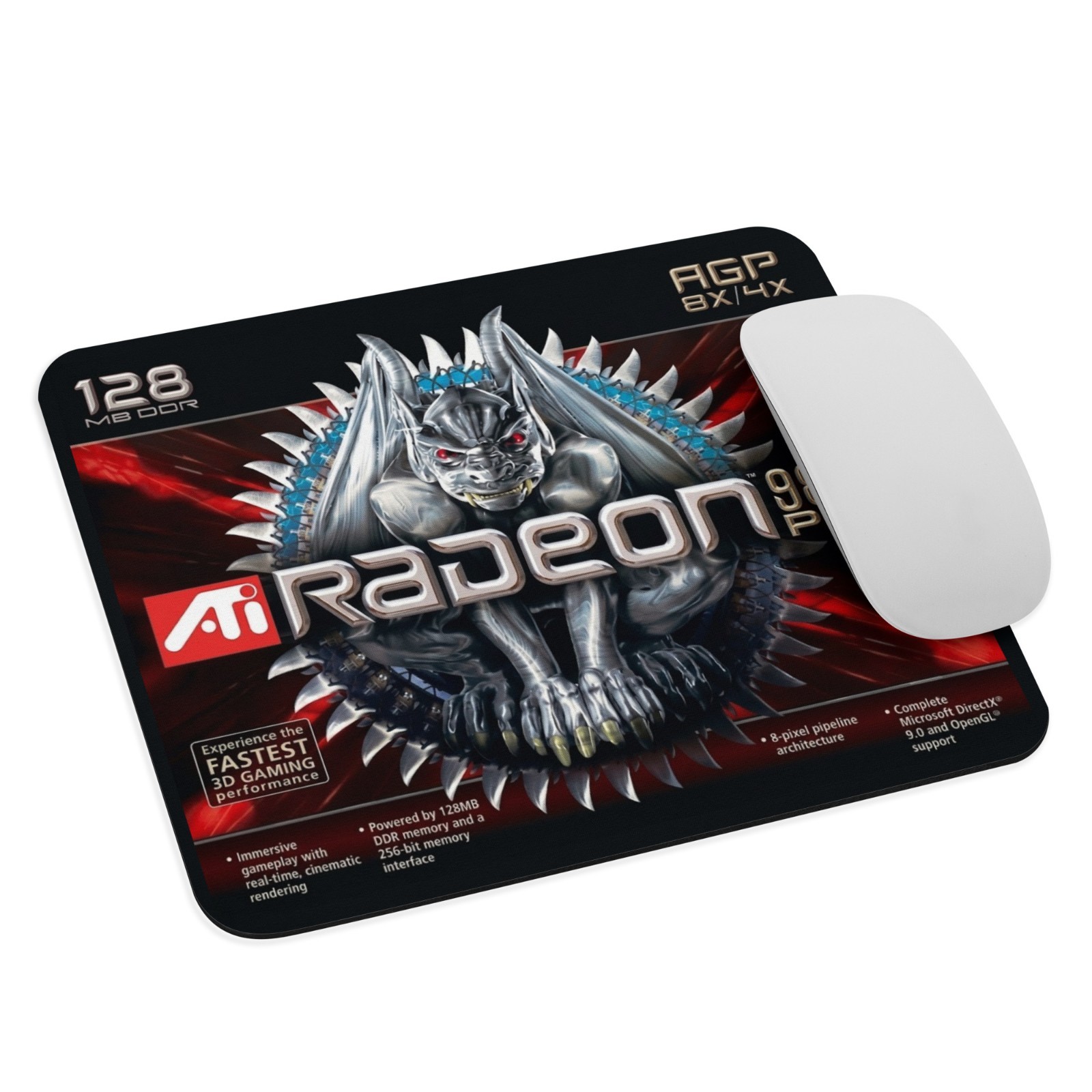 Retro GPU Box Art Mouse Pad - ATI Radeon 9800 PRO Style 128MB AGP 8X Gaming Mat