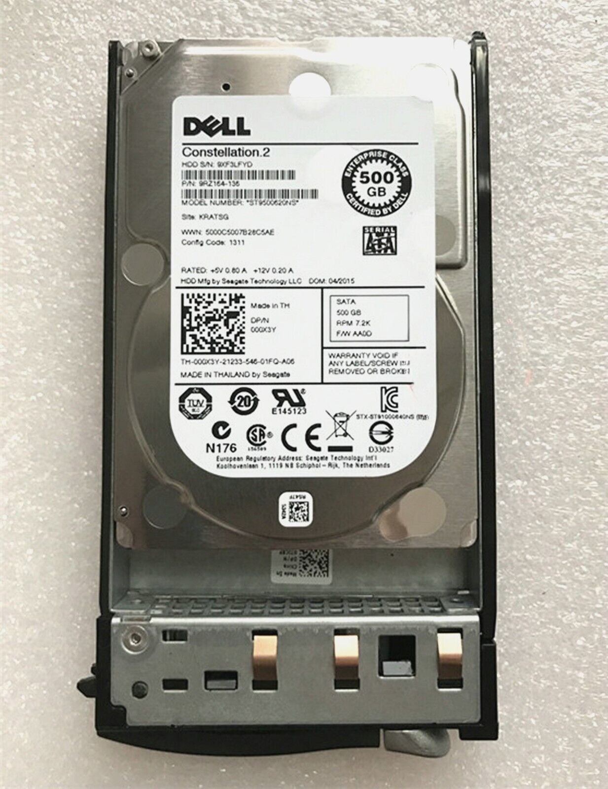 FOR Dell 500GB 6G 7.2K 2.5" SATA 00X3Y 000X3Y HDD Hard Drive w/ R Series Tray