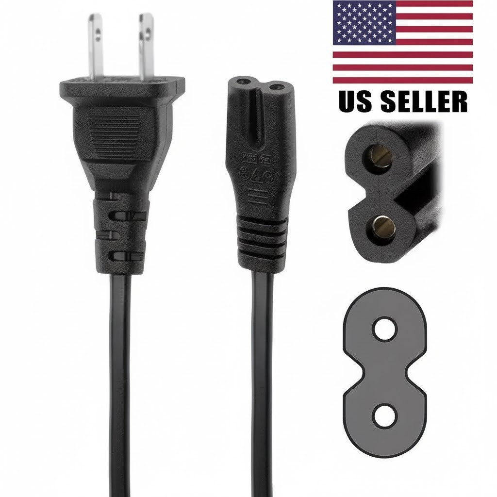 Lot 5ft 18AWG AC Power Cord for PS5 PS4 Samsung TV Printer 2-Prong C7 Figure 8
