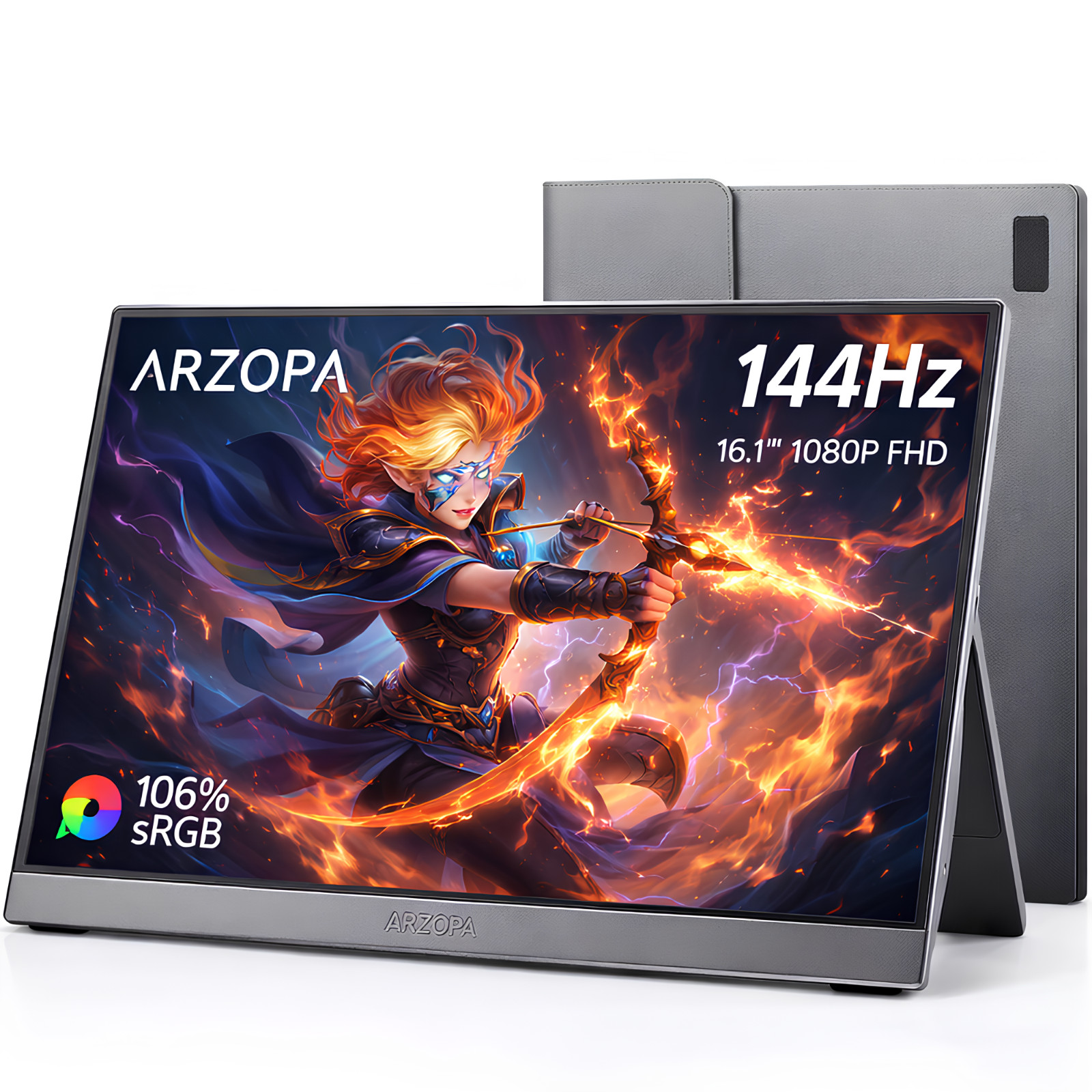 ARZOPA 16.1" Portable Gaming Monitor 144Hz 1080P FHD IPS 106% sRGB Second Screen