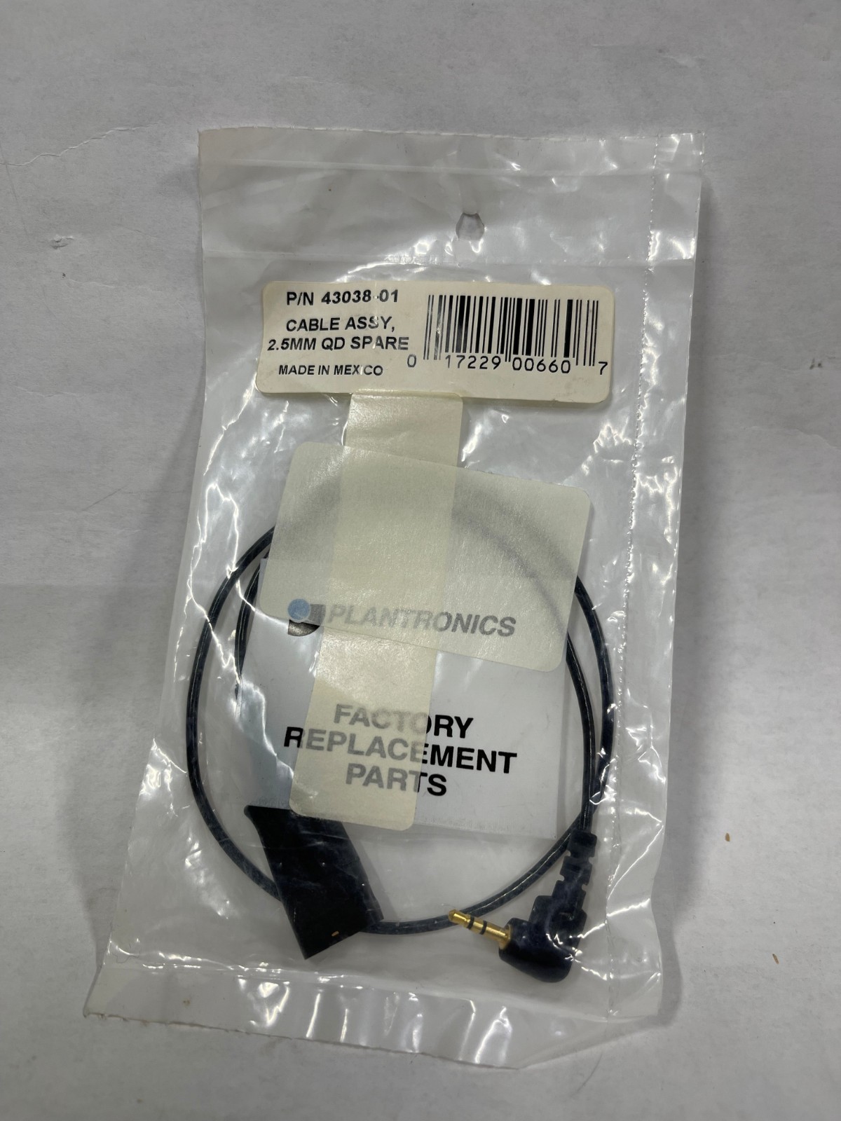 Plantronics 43038-01 Poly 2.5mm to QD Cable Spare -  Quick Disconnect