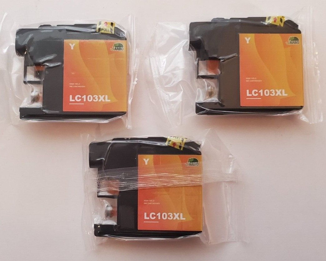 Jarbo, LC103XL, Replacement ink Cartridges, Yellow, Lot of 3, New Sealed